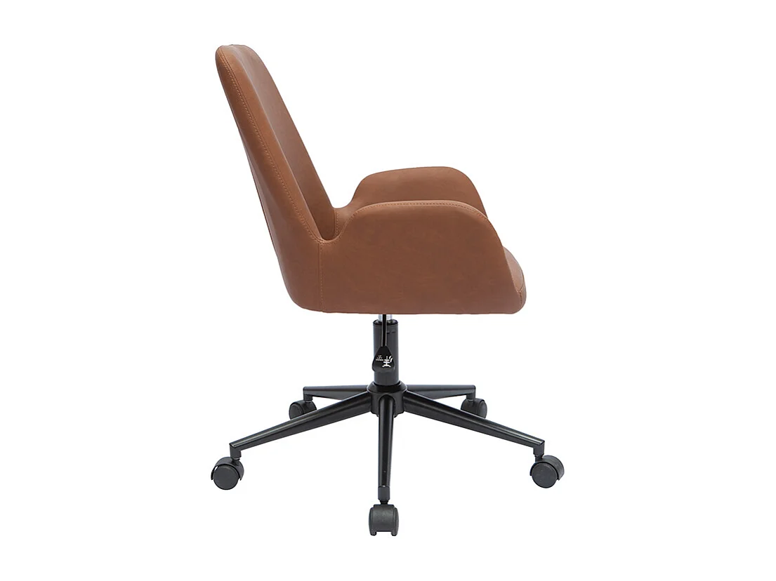 Chaise de bureau à roulettes marron et métal noir ALBAN