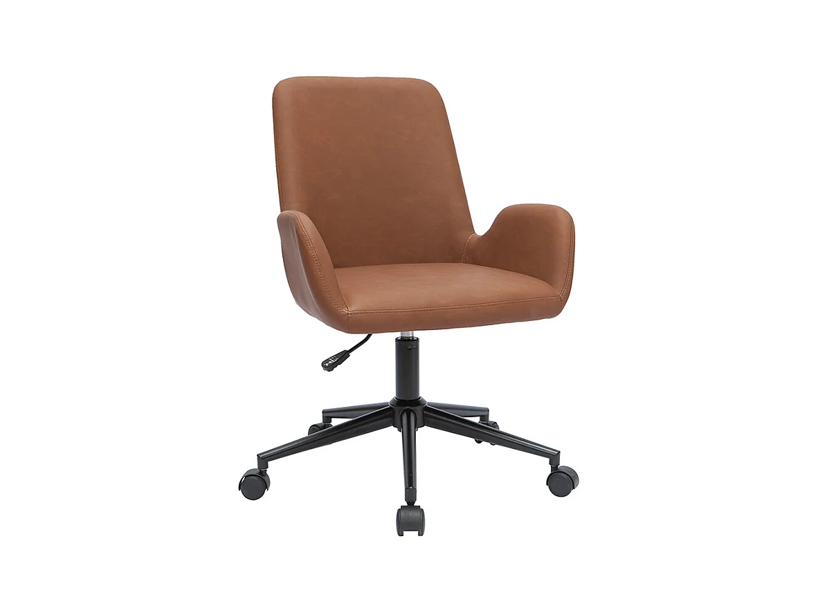 Chaise de bureau à roulettes marron et métal noir ALBAN