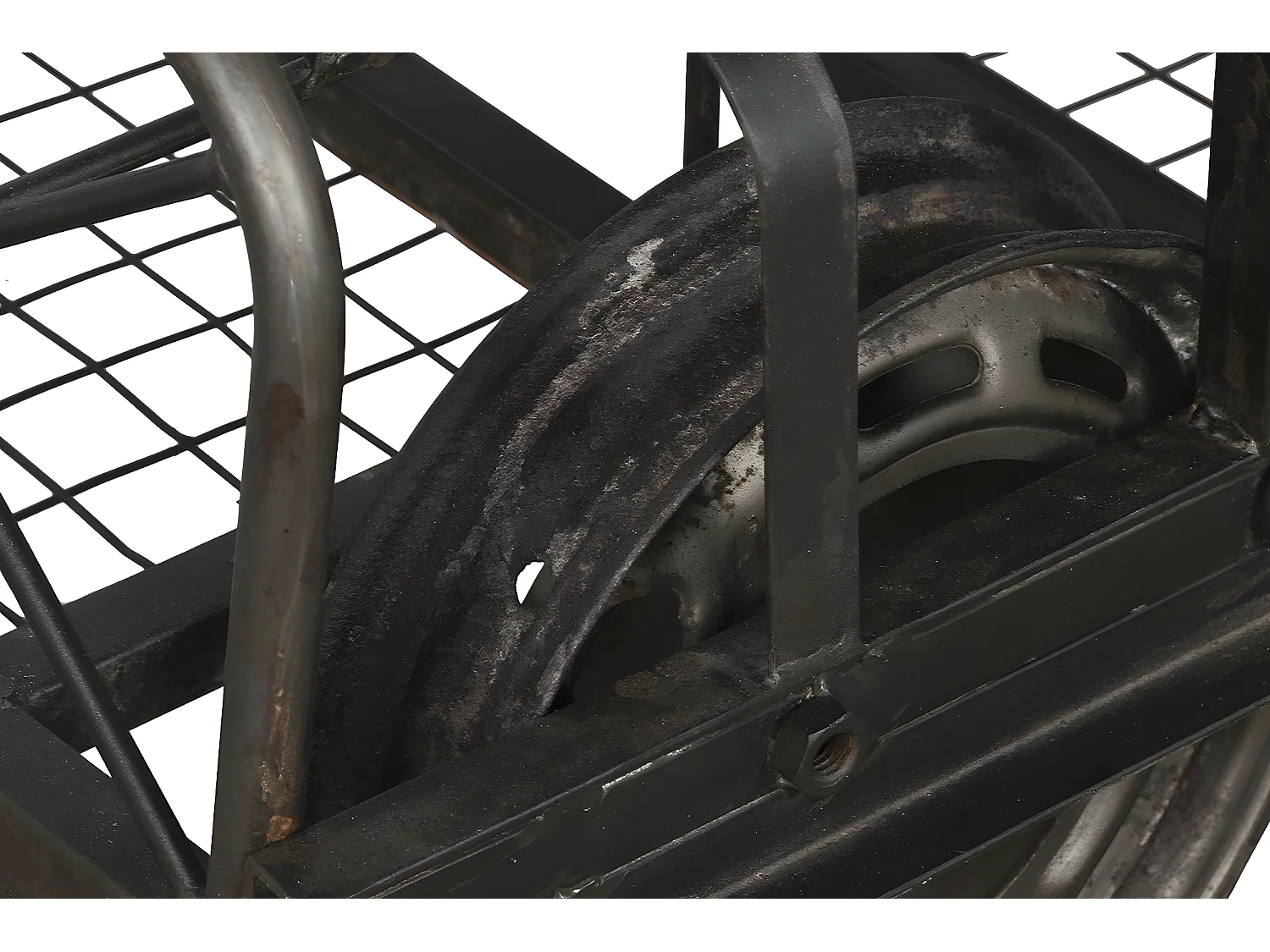 Table basse, table de salon en bois naturel et métal coloris noir - longueur 147 x profondeur 48 x Hauteur 76 cm