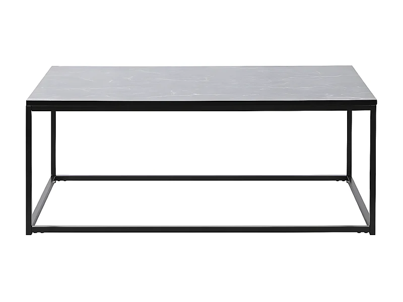 Table basse, table de salon rectangulaire en métal noir et marbre coloris noir  - longueur 100 x profondeur 60 x Hauteur 40 cm