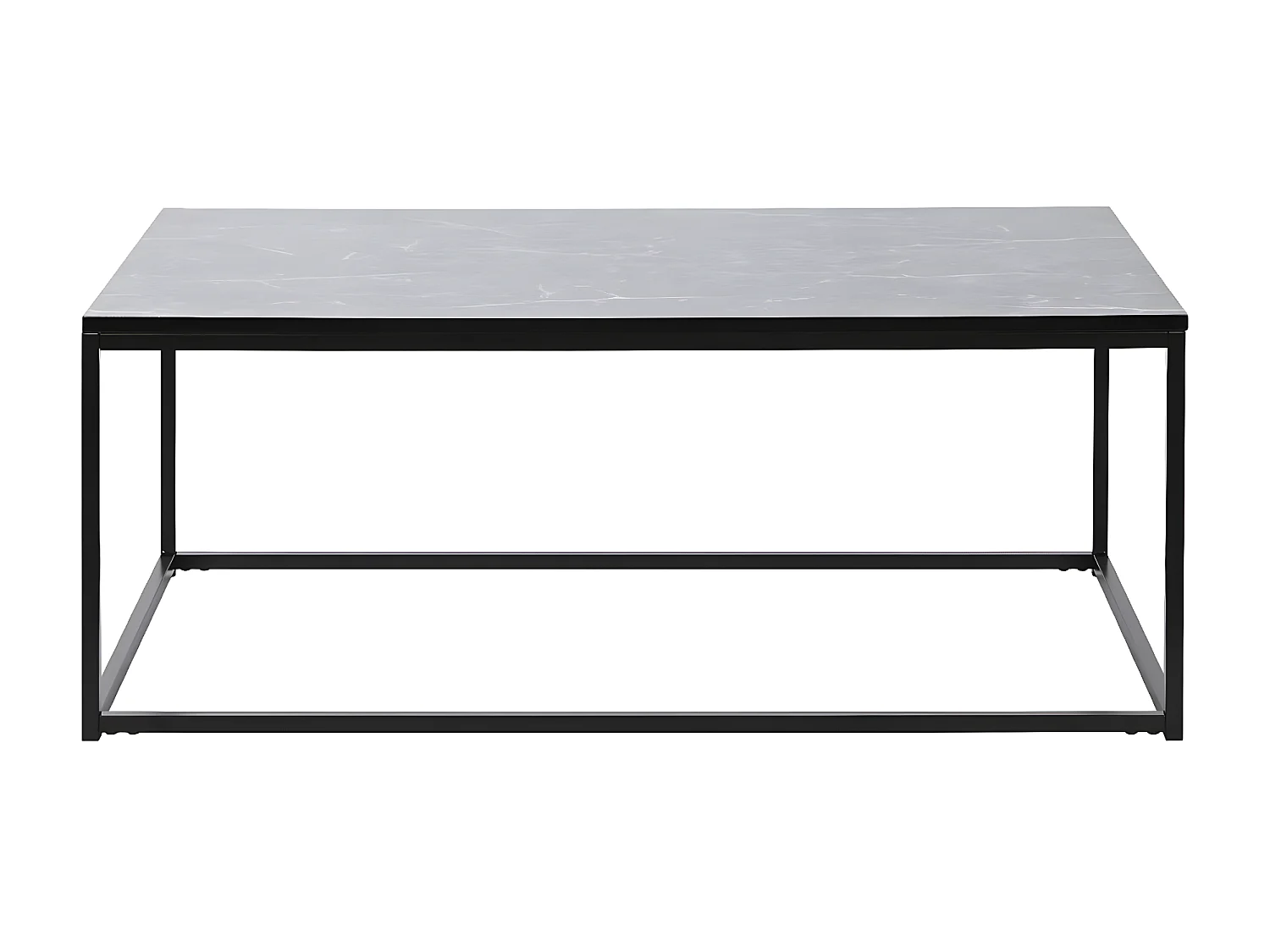 Table basse, table de salon rectangulaire en métal noir et marbre coloris noir  - longueur 100 x profondeur 60 x Hauteur 40 cm