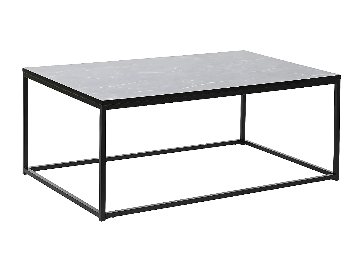 Table basse, table de salon rectangulaire en métal noir et marbre coloris noir  - longueur 100 x profondeur 60 x Hauteur 40 cm