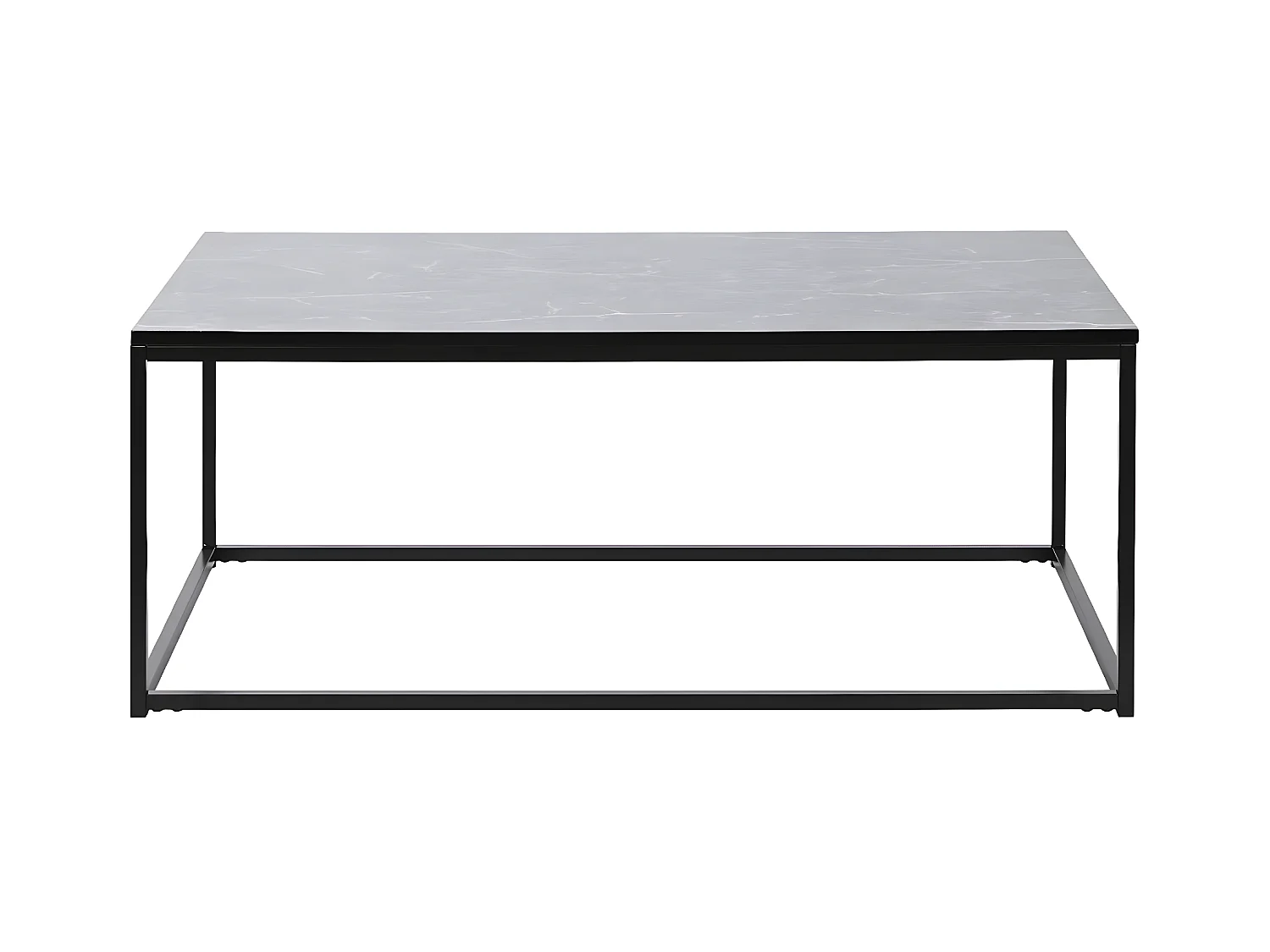 Table basse, table de salon rectangulaire en métal noir et marbre coloris noir  - longueur 100 x profondeur 60 x Hauteur 40 cm