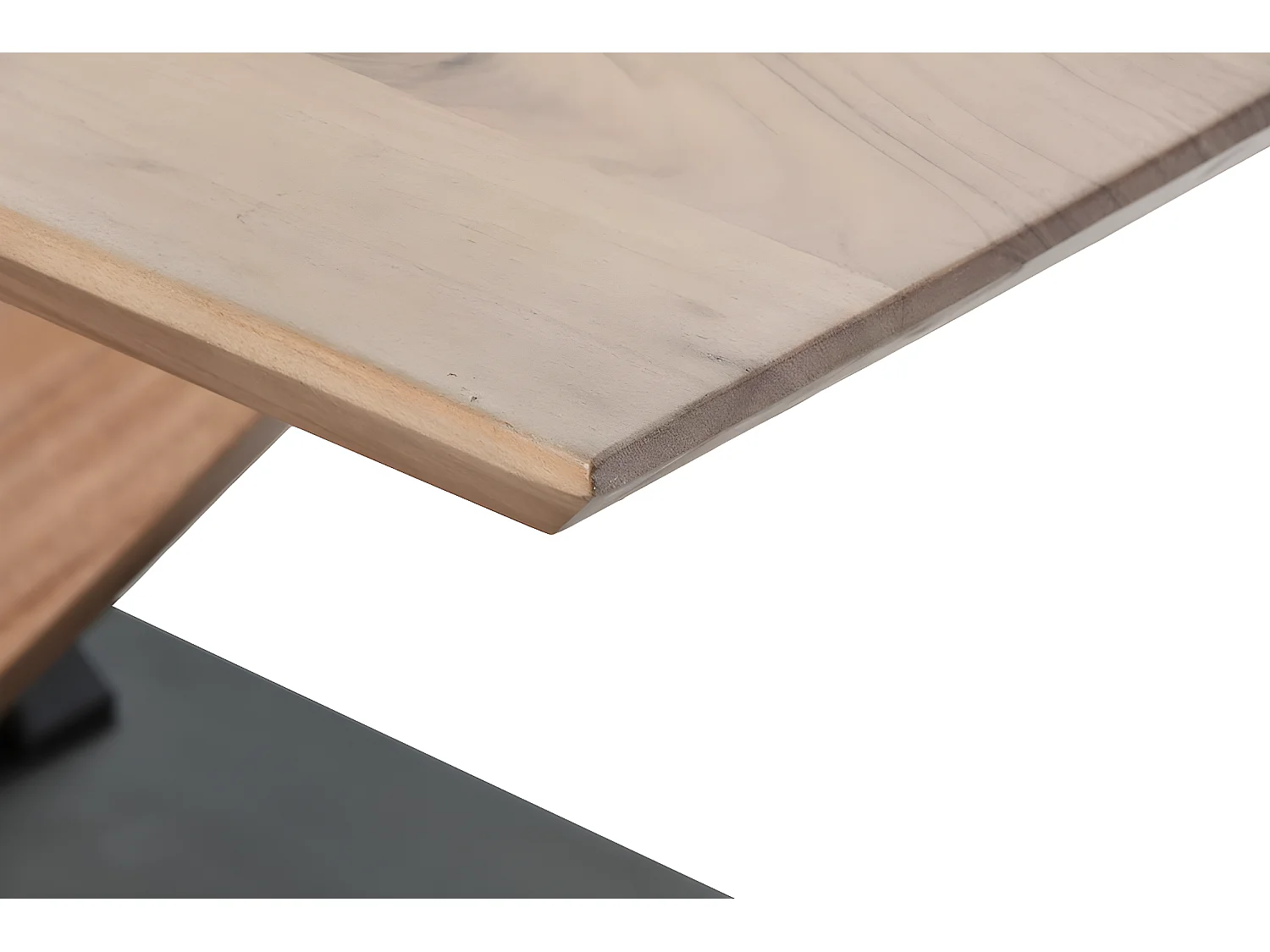 Table basse, table de salon rectangulaire en bois d'acacia naturel et métal noir  - longueur 115 x profondeur 60 x Hauteur 45 cm