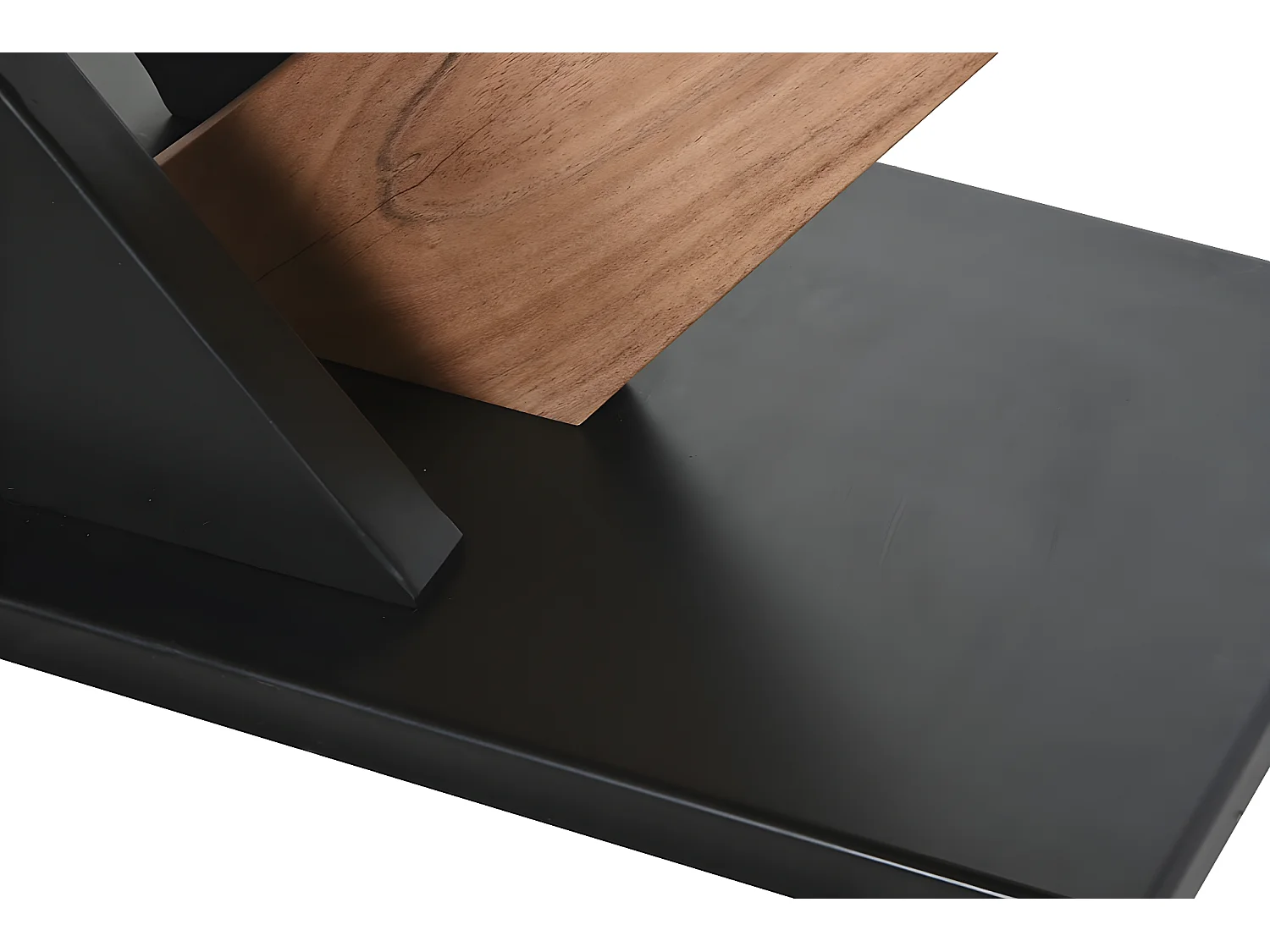 Table basse, table de salon rectangulaire en bois d'acacia naturel et métal noir  - longueur 115 x profondeur 60 x Hauteur 45 cm