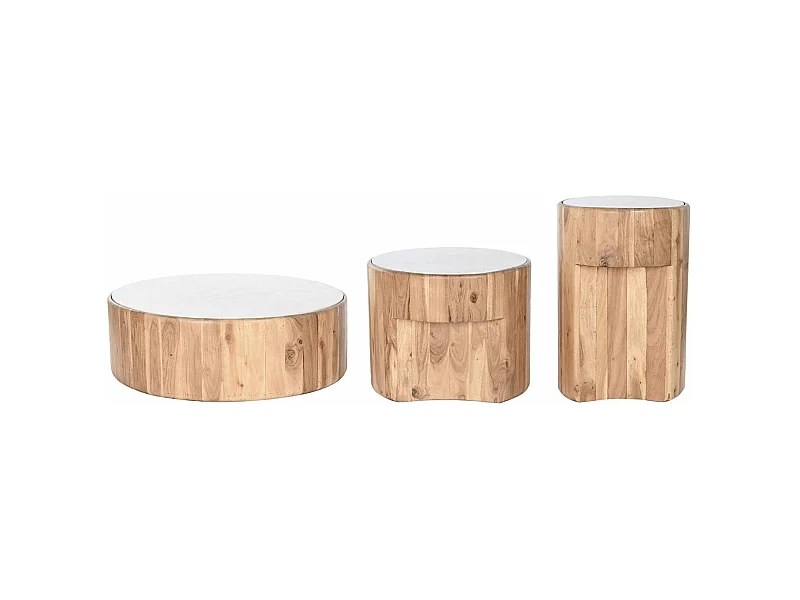 Lot de 3 tables d'appoint en bois d'acacia coloris naturel