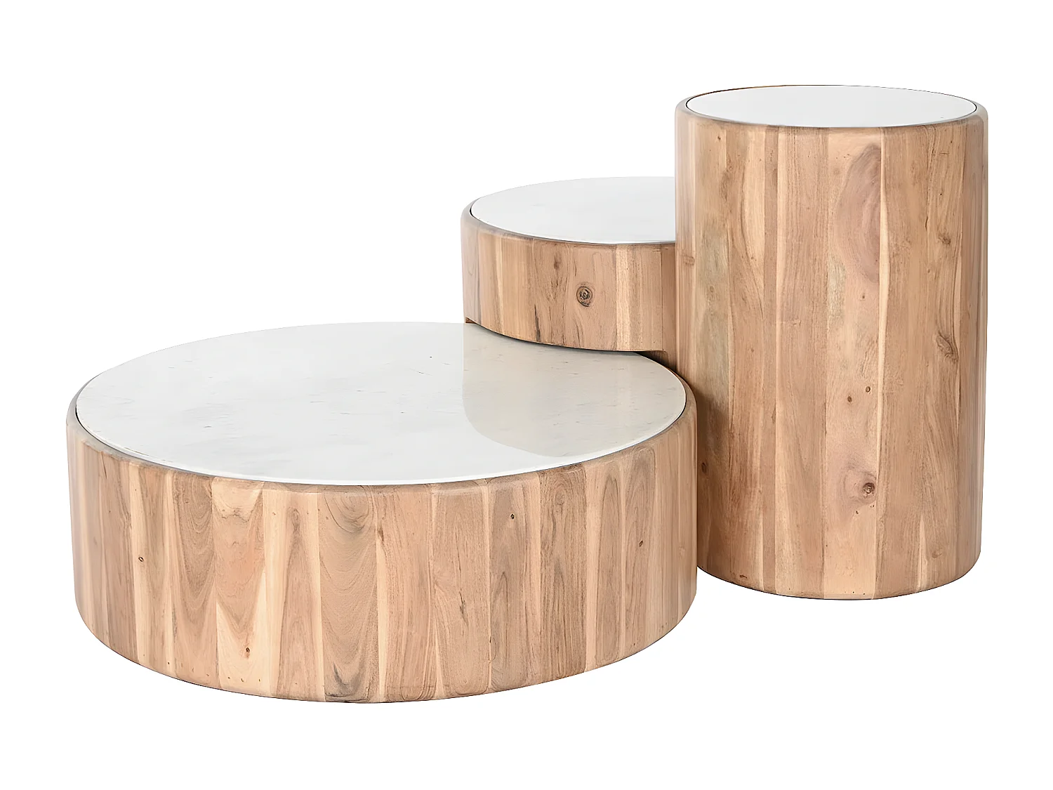 Lot de 3 tables d'appoint en bois d'acacia coloris naturel