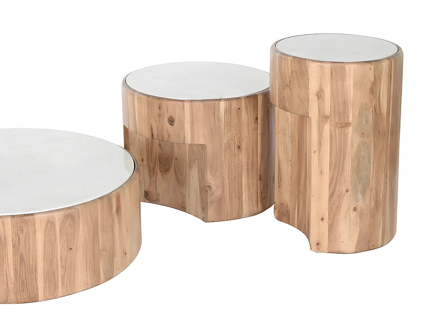 Lot de 3 tables d'appoint en bois d'acacia coloris naturel