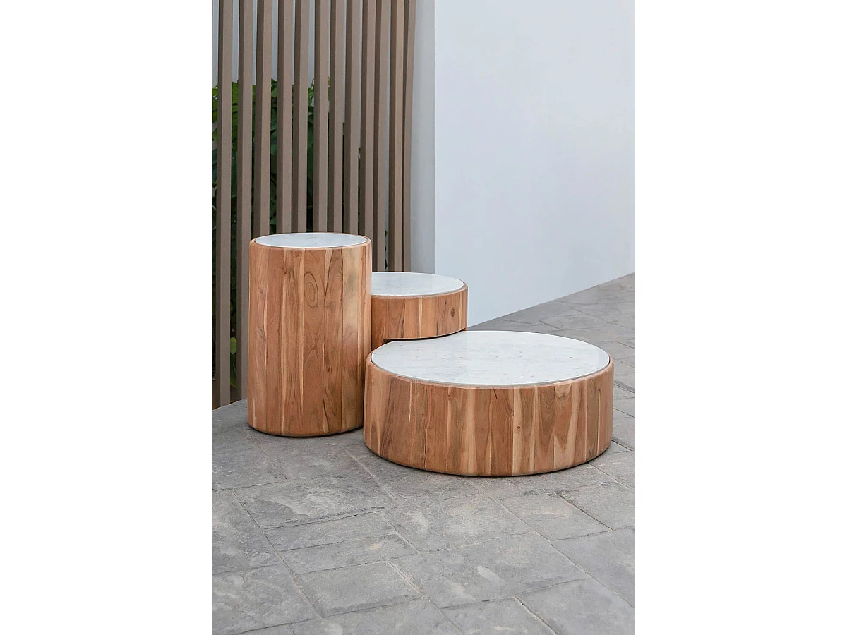 Lot de 3 tables d'appoint en bois d'acacia coloris naturel