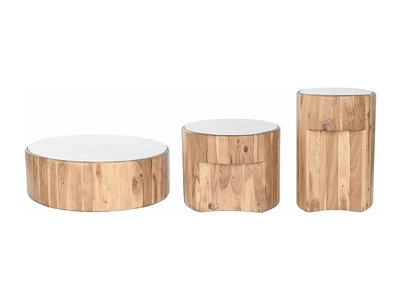 Lot de 3 tables d'appoint en bois d'acacia coloris naturel