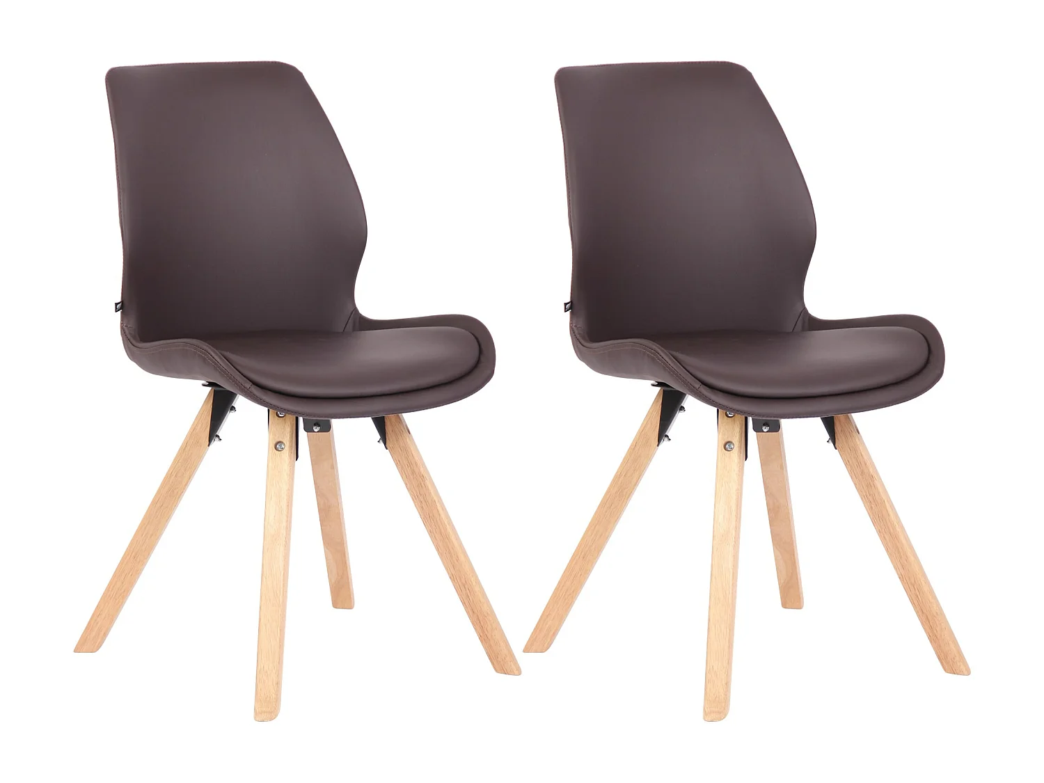 Lot de 2  chaise salle à manger - Similicuir - Marron - Luna