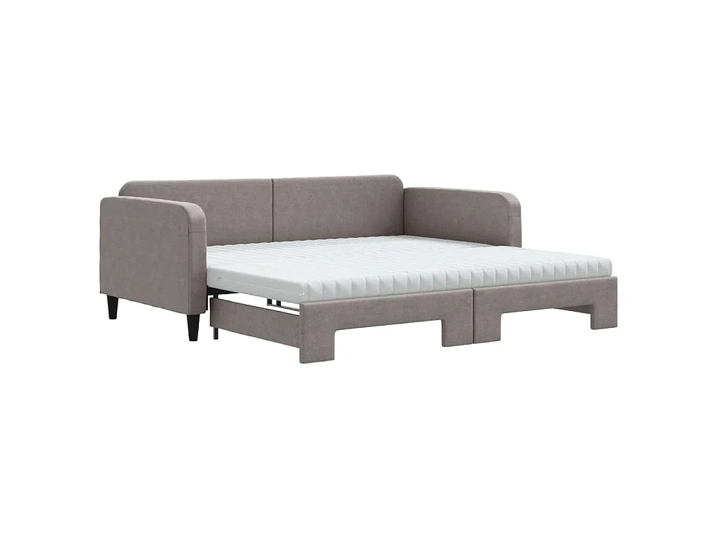 Divano Letto Estraibile con Materassi Tortora 100x200cm Tessuto