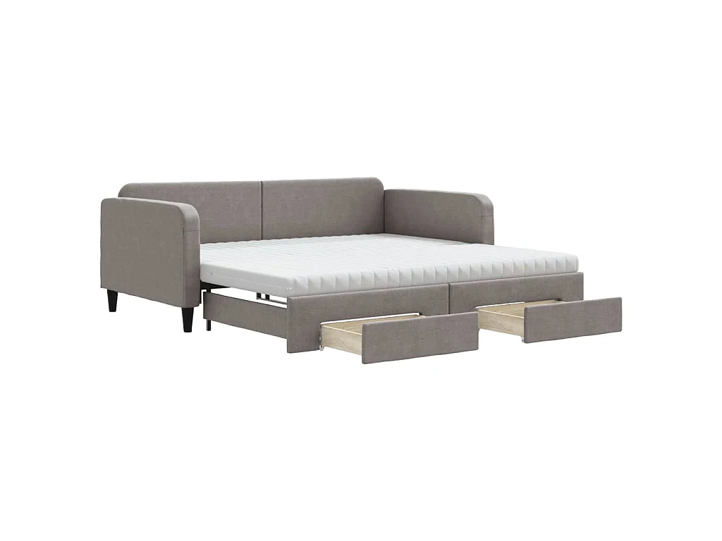 Divano Letto Estraibile con Cassetti Tortora 100x200 cm Tessuto