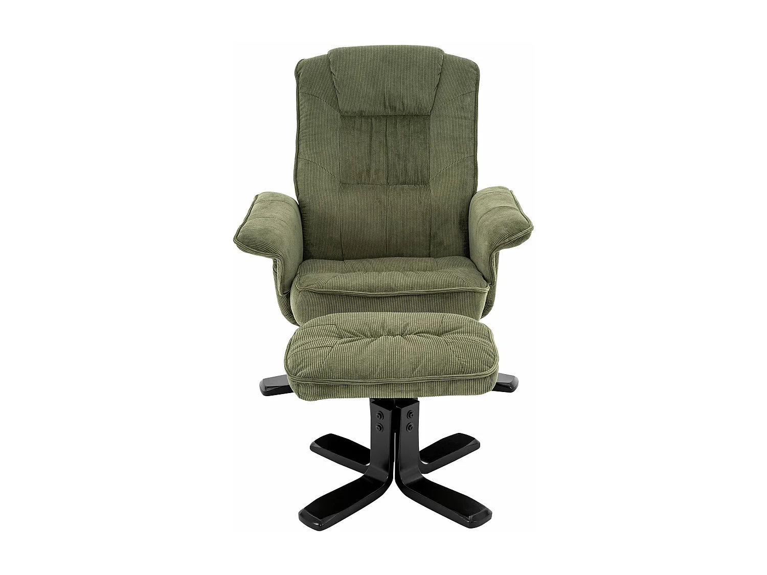 IDIMEX Fauteuil de Relaxation Charly avec Repose-Pieds pouf, siège pivotant et Dossier inclinable en velours côtelé  vert/noir