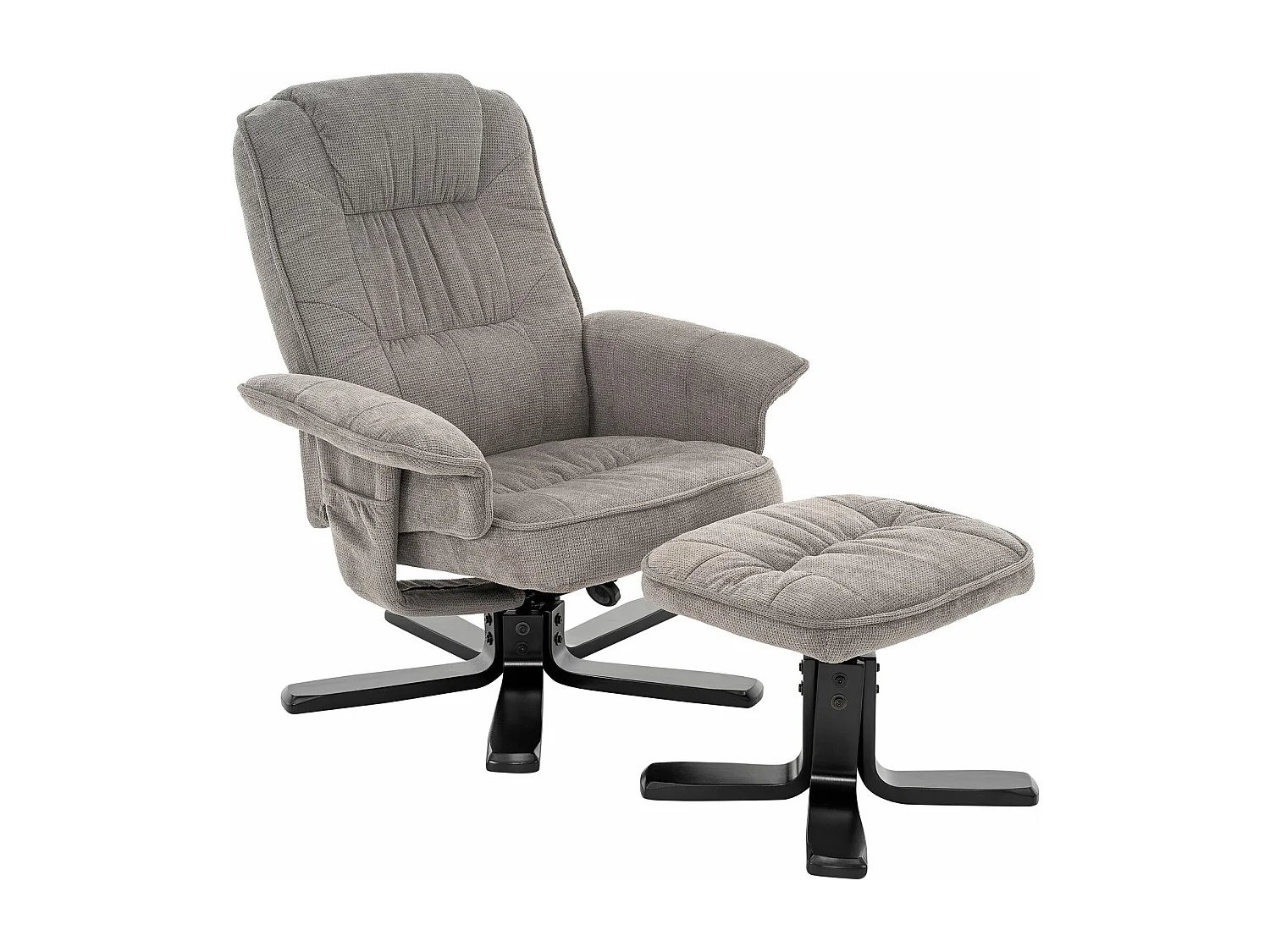 IDIMEX Fauteuil de Relaxation Charly avec Repose-Pieds pouf, siège pivotant et Dossier inclinable en tissu gris/noir