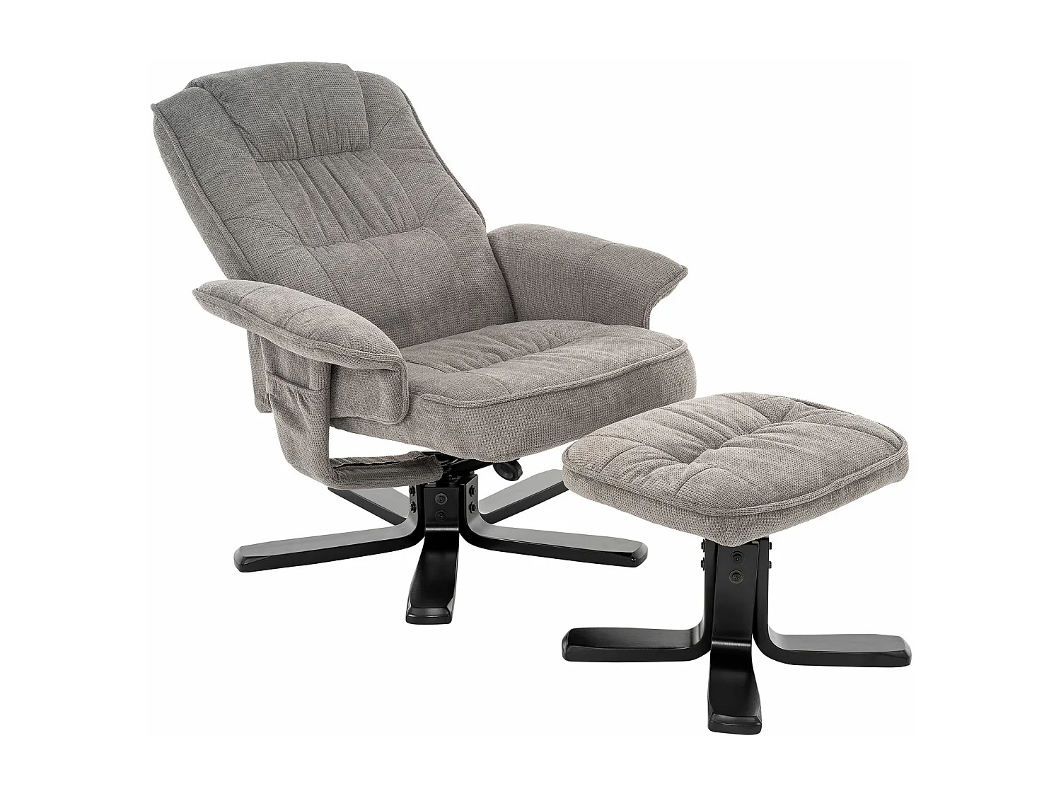 IDIMEX Fauteuil de Relaxation Charly avec Repose-Pieds pouf, siège pivotant et Dossier inclinable en tissu gris/noir