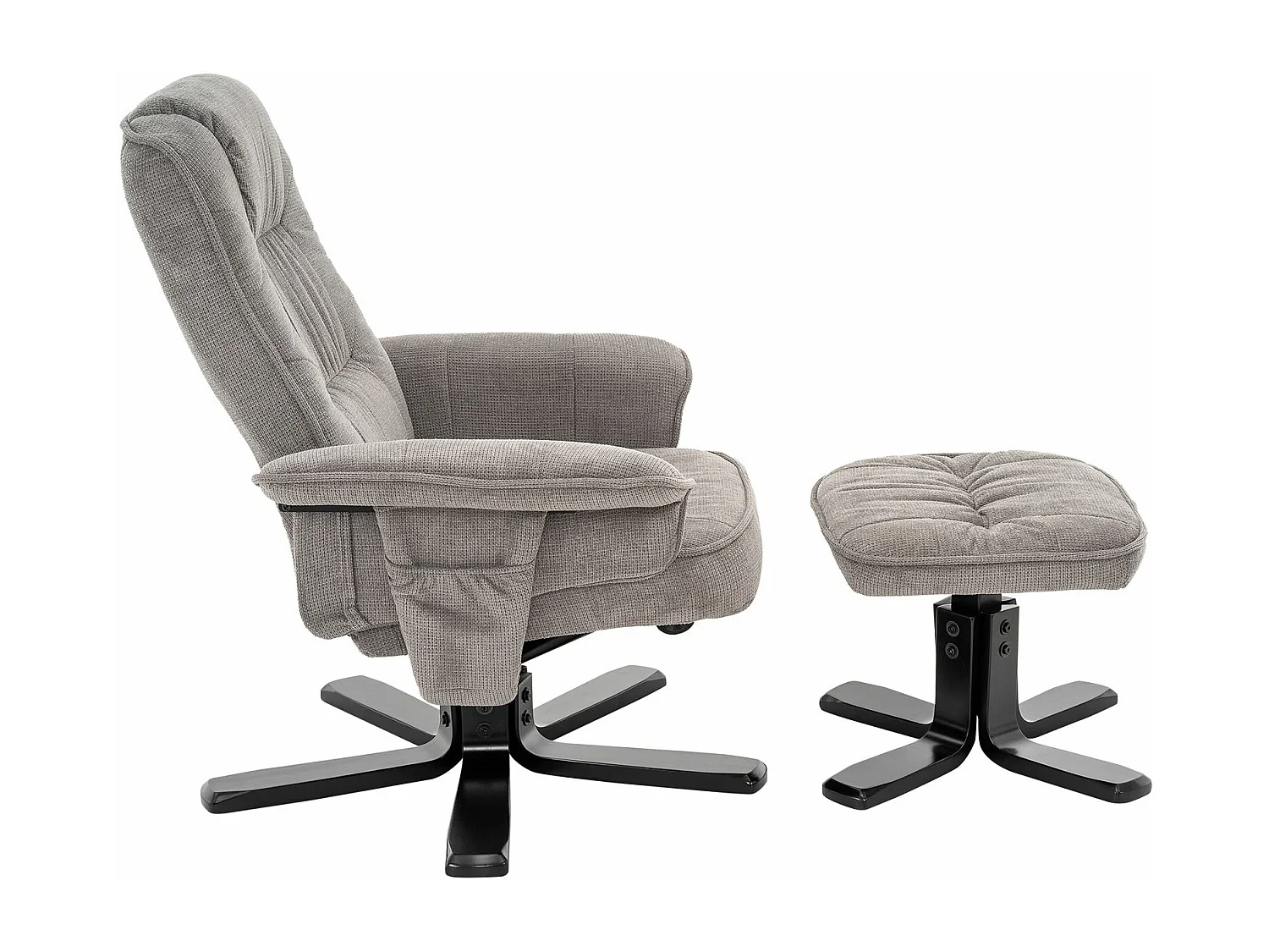 IDIMEX Fauteuil de Relaxation Charly avec Repose-Pieds pouf, siège pivotant et Dossier inclinable en tissu gris/noir