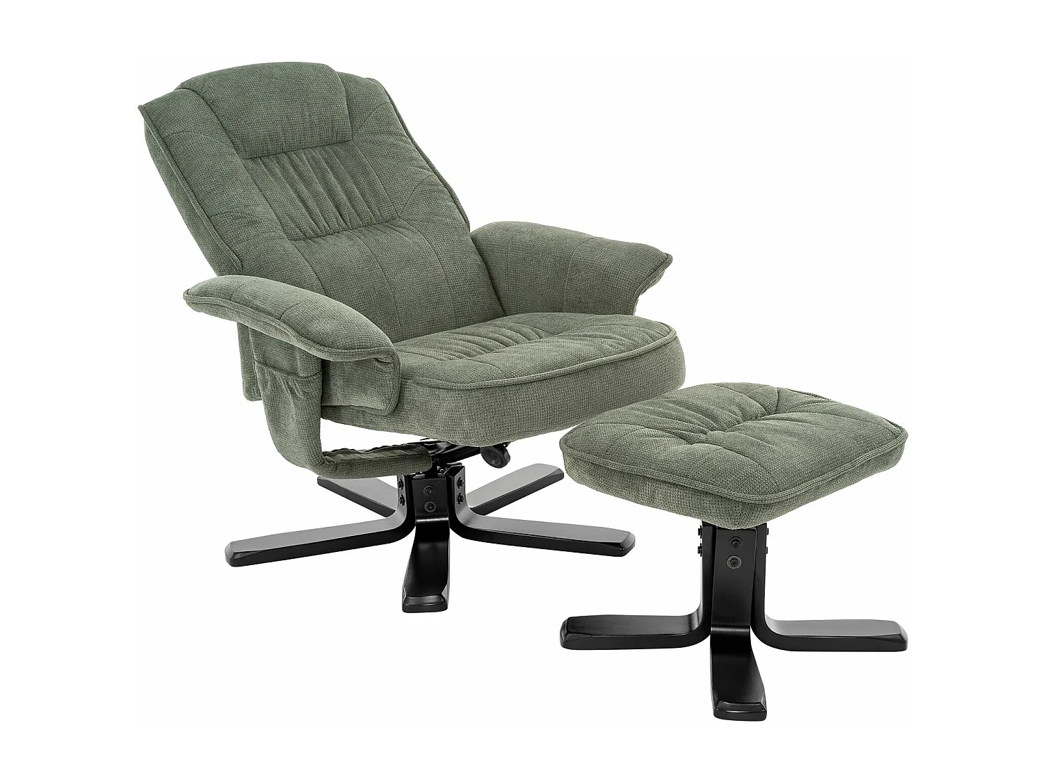 IDIMEX Fauteuil de Relaxation Charly avec Repose-Pieds pouf, siège pivotant et Dossier inclinable en tissu vert/noir