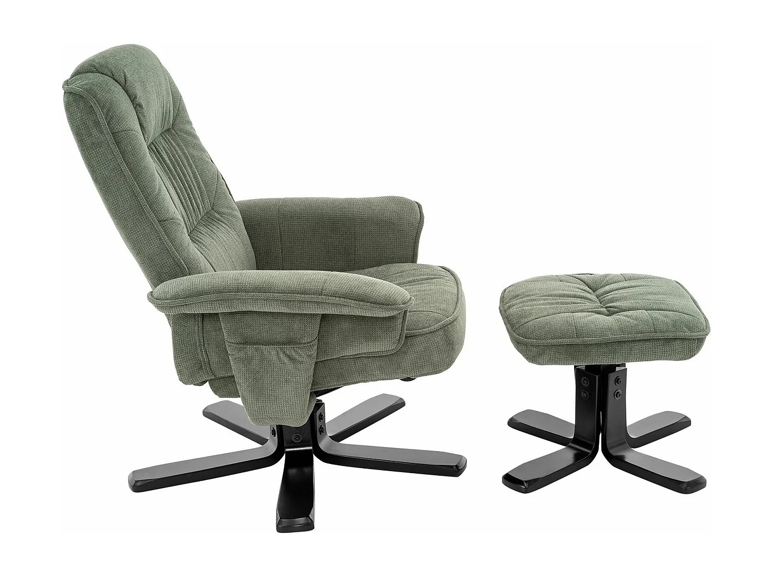 IDIMEX Fauteuil de Relaxation Charly avec Repose-Pieds pouf, siège pivotant et Dossier inclinable en tissu vert/noir