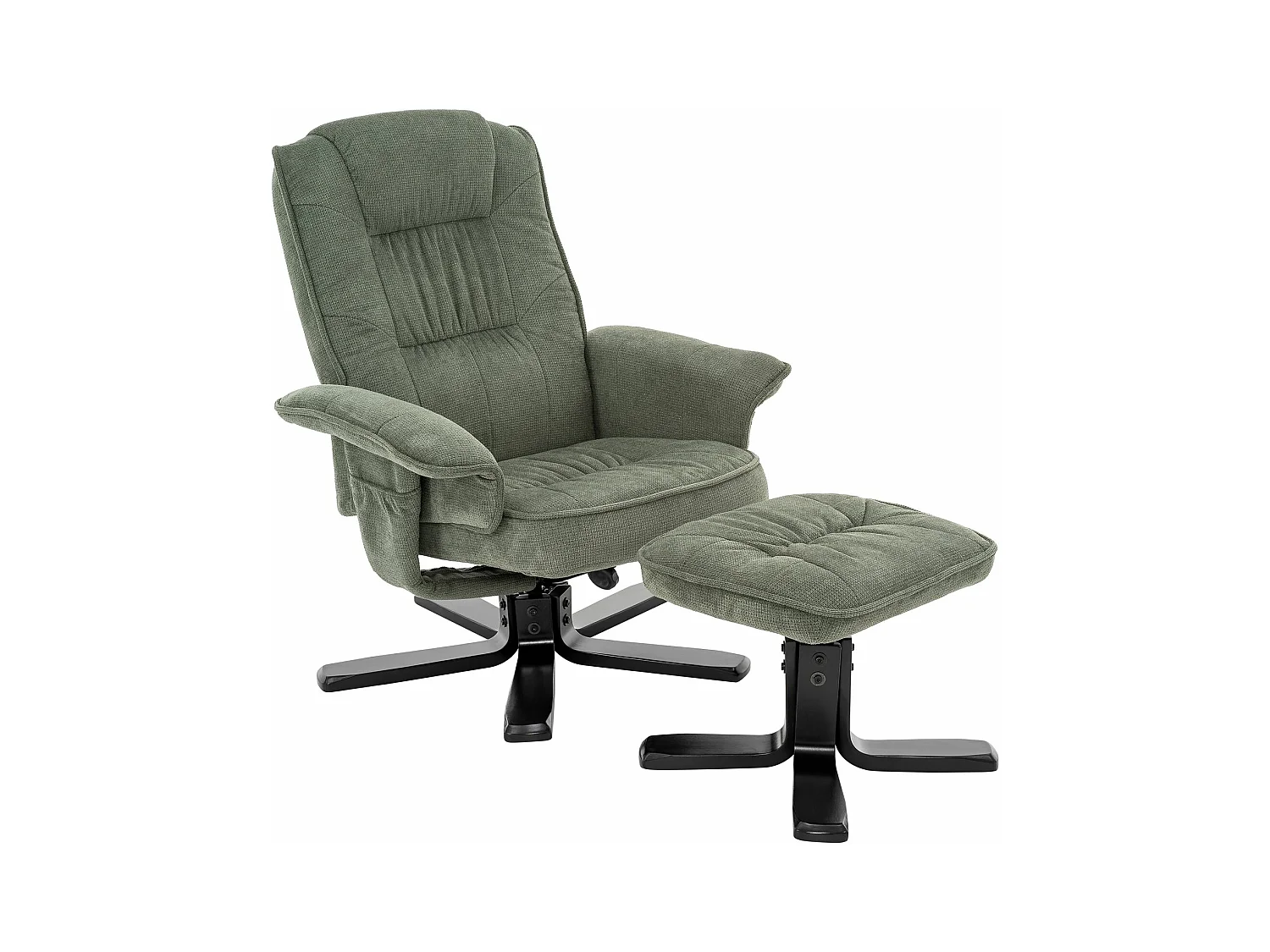 IDIMEX Fauteuil de Relaxation Charly avec Repose-Pieds pouf, siège pivotant et Dossier inclinable en tissu vert/noir