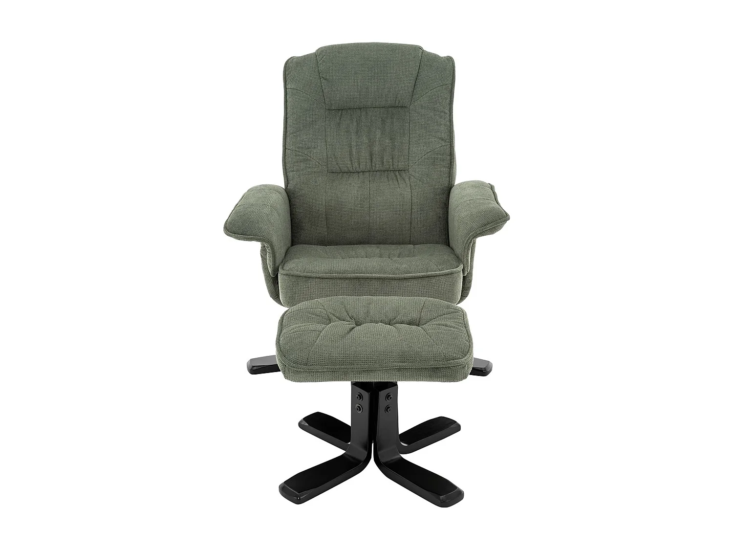 IDIMEX Fauteuil de Relaxation Charly avec Repose-Pieds pouf, siège pivotant et Dossier inclinable en tissu vert/noir