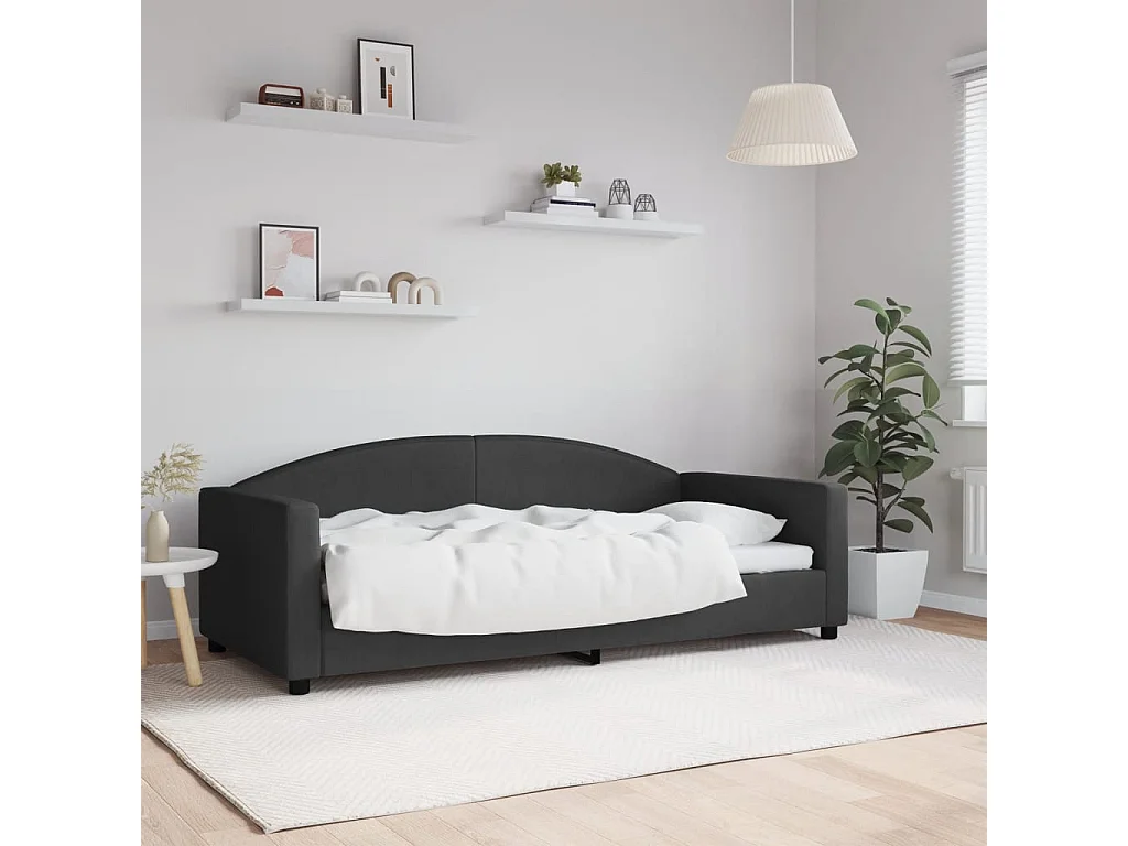 Lit de repos sans matelas noir 90x190 cm tissu