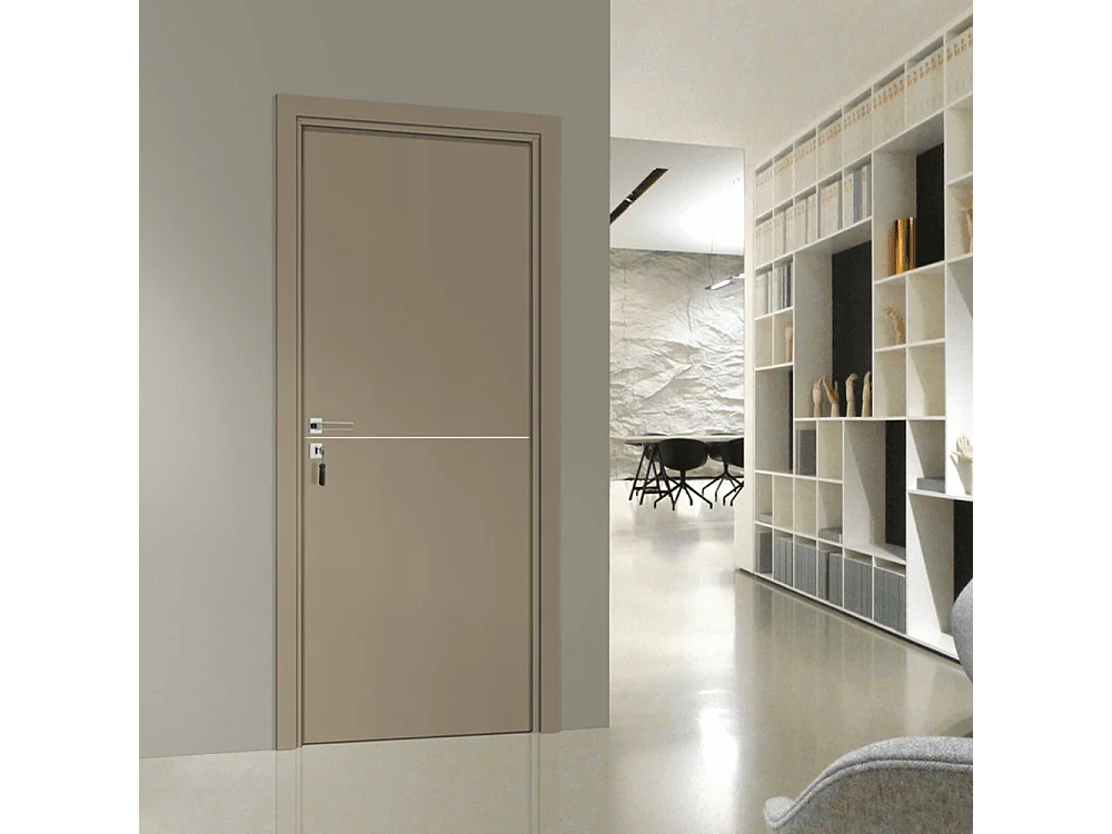 Bloc-porte pose fin de chantier collection Premium Riva, H.204 x l.83 cm, aspect cuir lichen, réversible