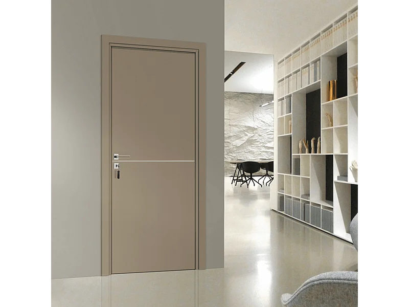 Bloc-porte pose fin de chantier collection Premium Riva, H.204 x l.83 cm, aspect cuir lichen, réversible