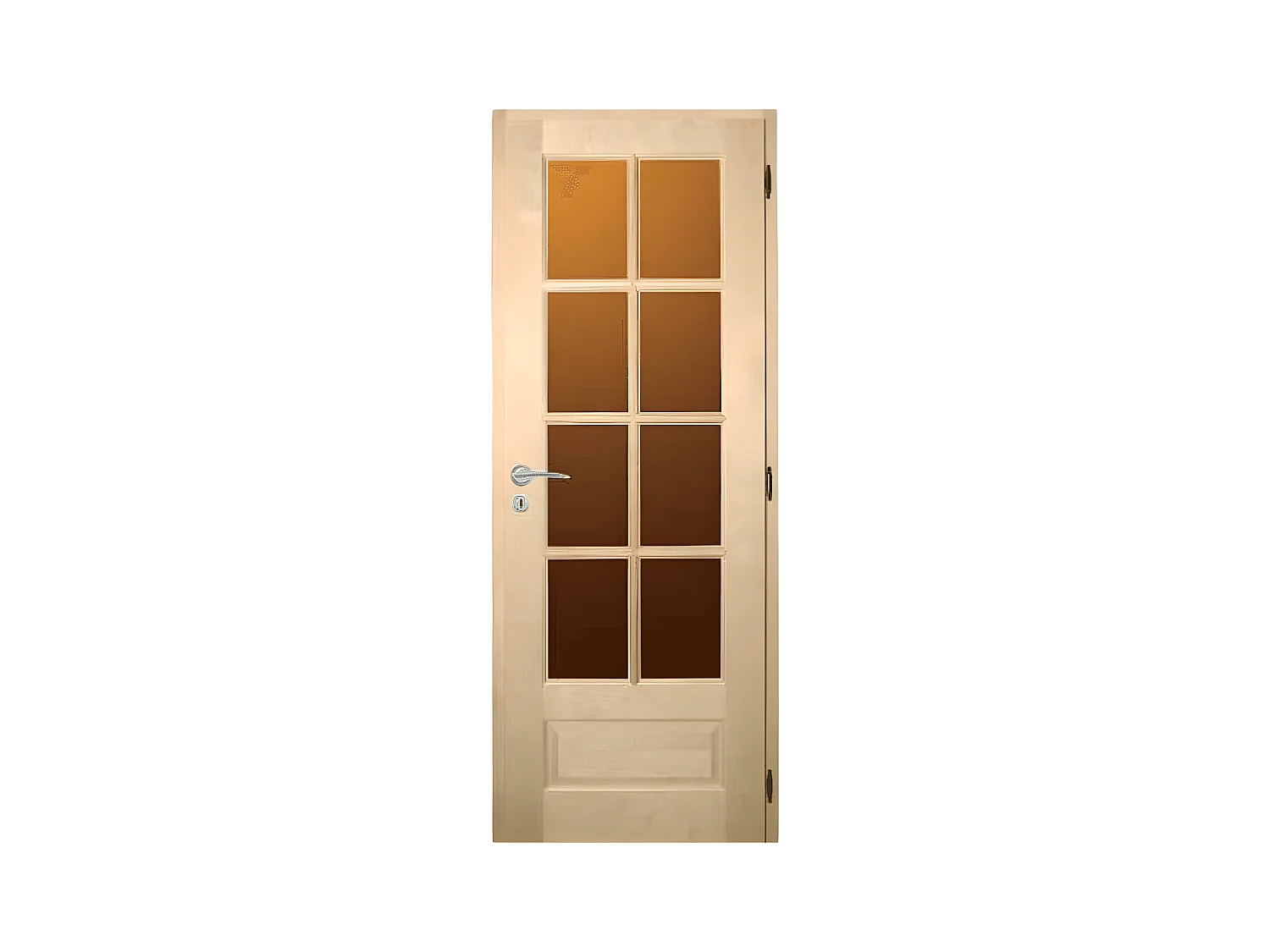 Porte nue, sans cadre, bois Bouleau : 8 carreaux, Traverse droite, 83 cm à recouvrement