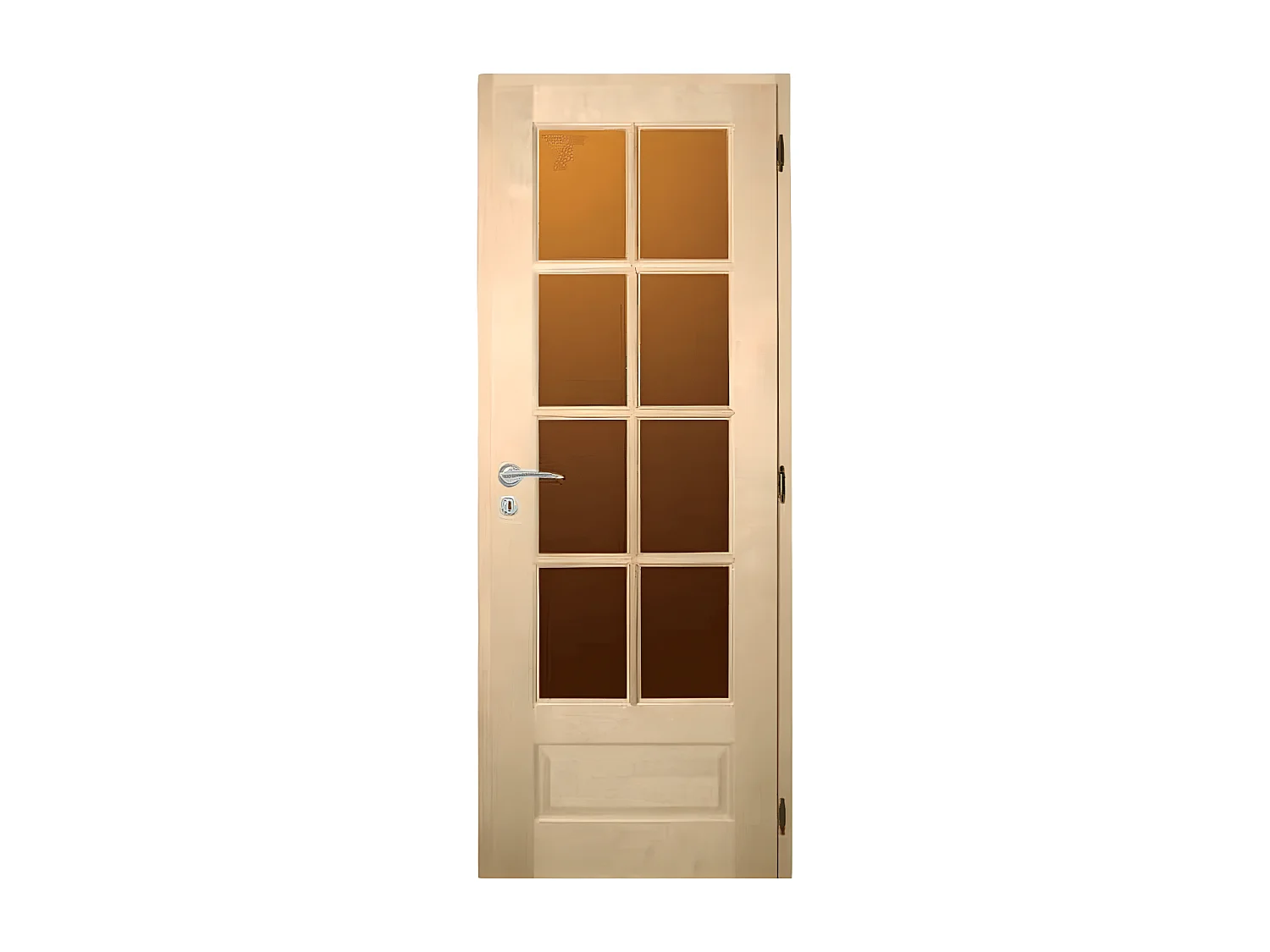 Porte nue, sans cadre, bois Bouleau : 8 carreaux, Traverse droite, 83 cm à recouvrement