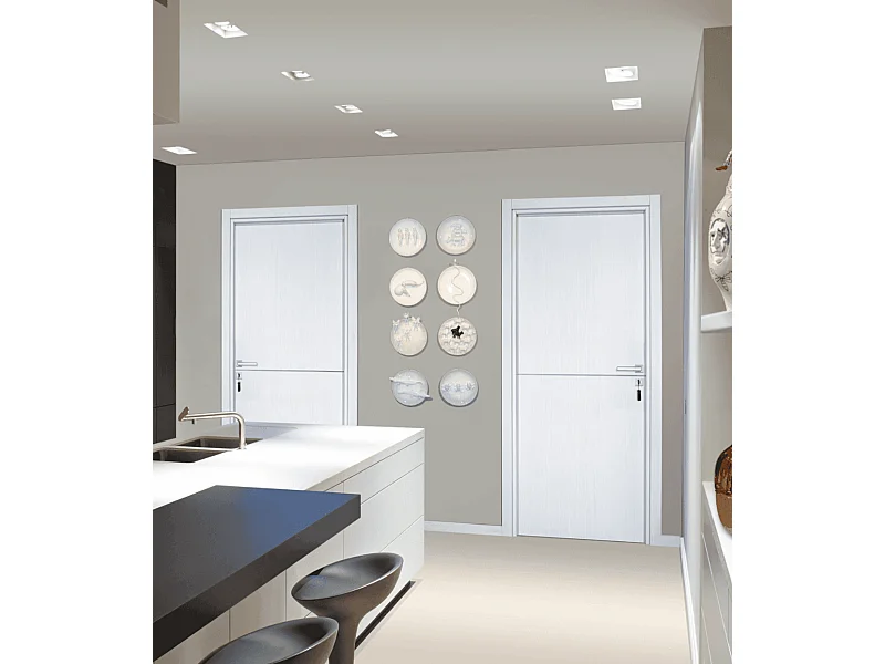 Bloc-porte pose fin de chantier collection Premium Riva, H.204 x l.73 cm, aspect chêne blanc, réversible