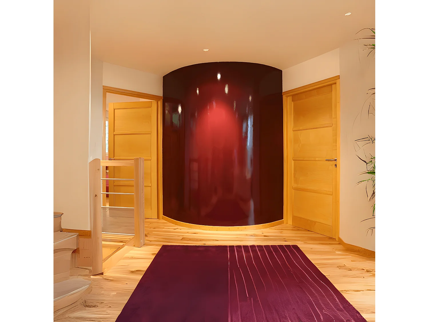 Porte nue, sans cadre, bois Erable, 63 cm, 4 panneaux, rive droite