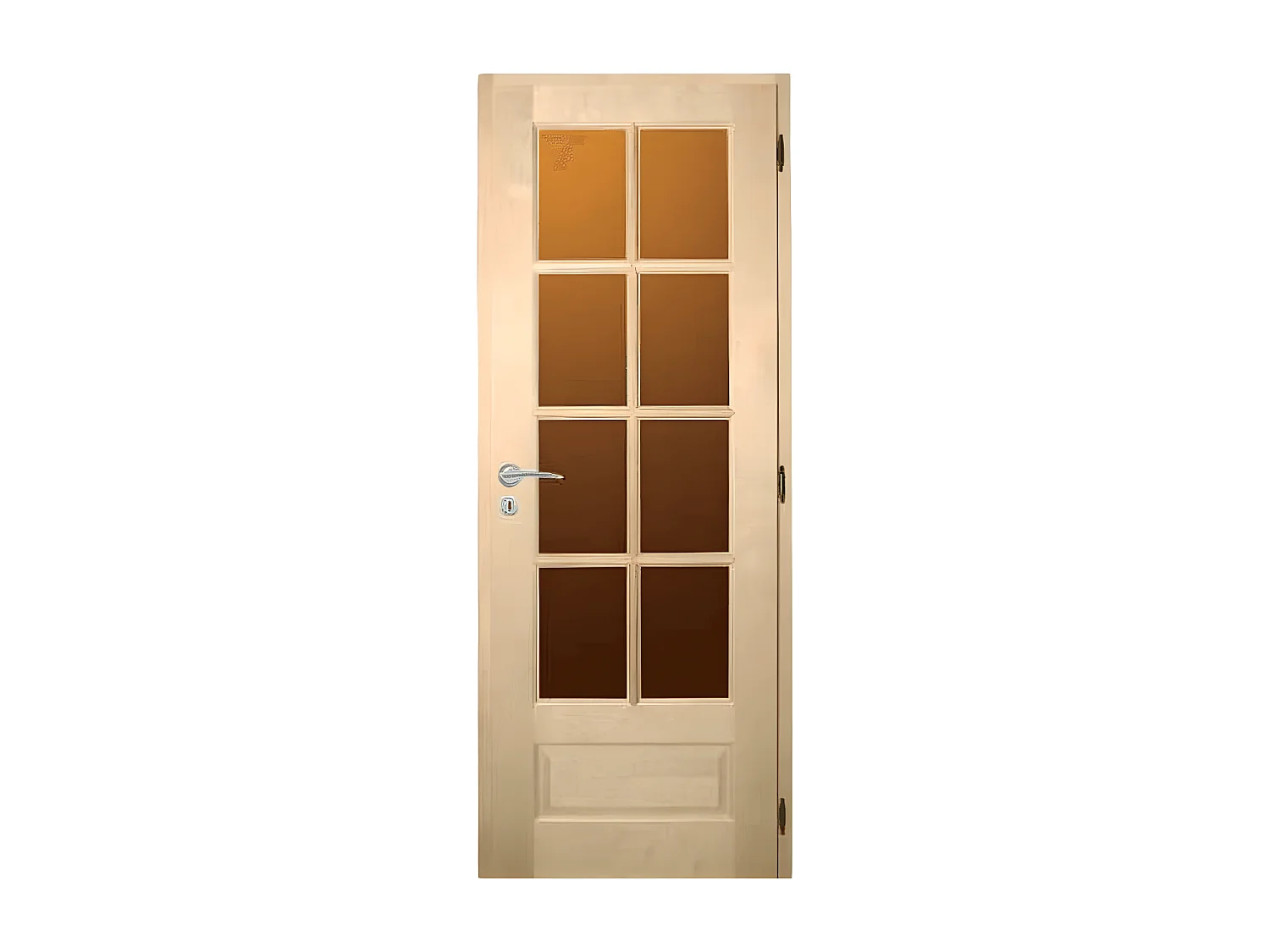 Porte nue, sans cadre, bois Bouleau : 8 carreaux, Traverse droite, 73 cm à recouvrement