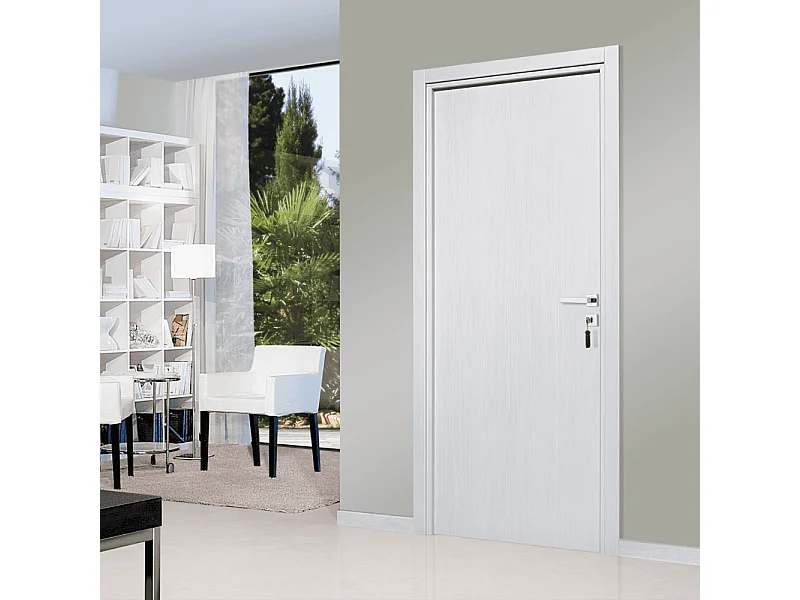 Bloc-porte pose fin de chantier collection Premium Miro, H.204 x l.73 cm, aspect chêne blanc, réversible