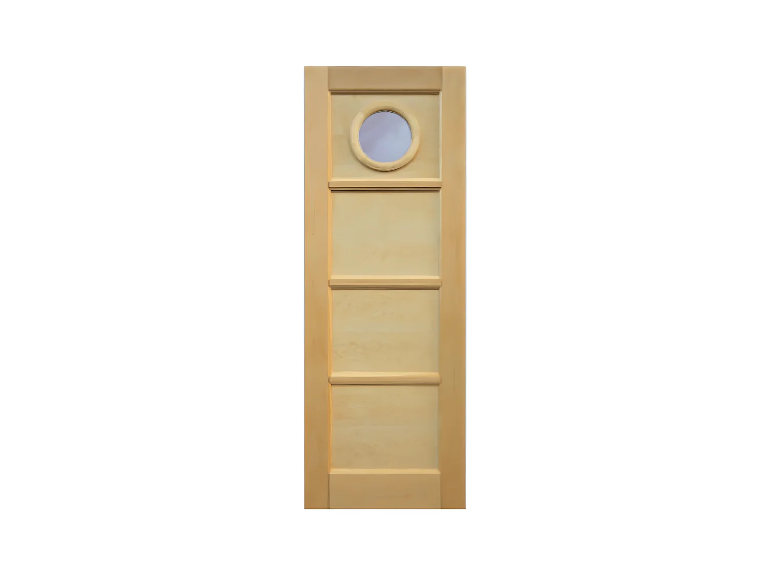 Porte nue, sans cadre, bois Erable, 73 cm, hublot, rive droite