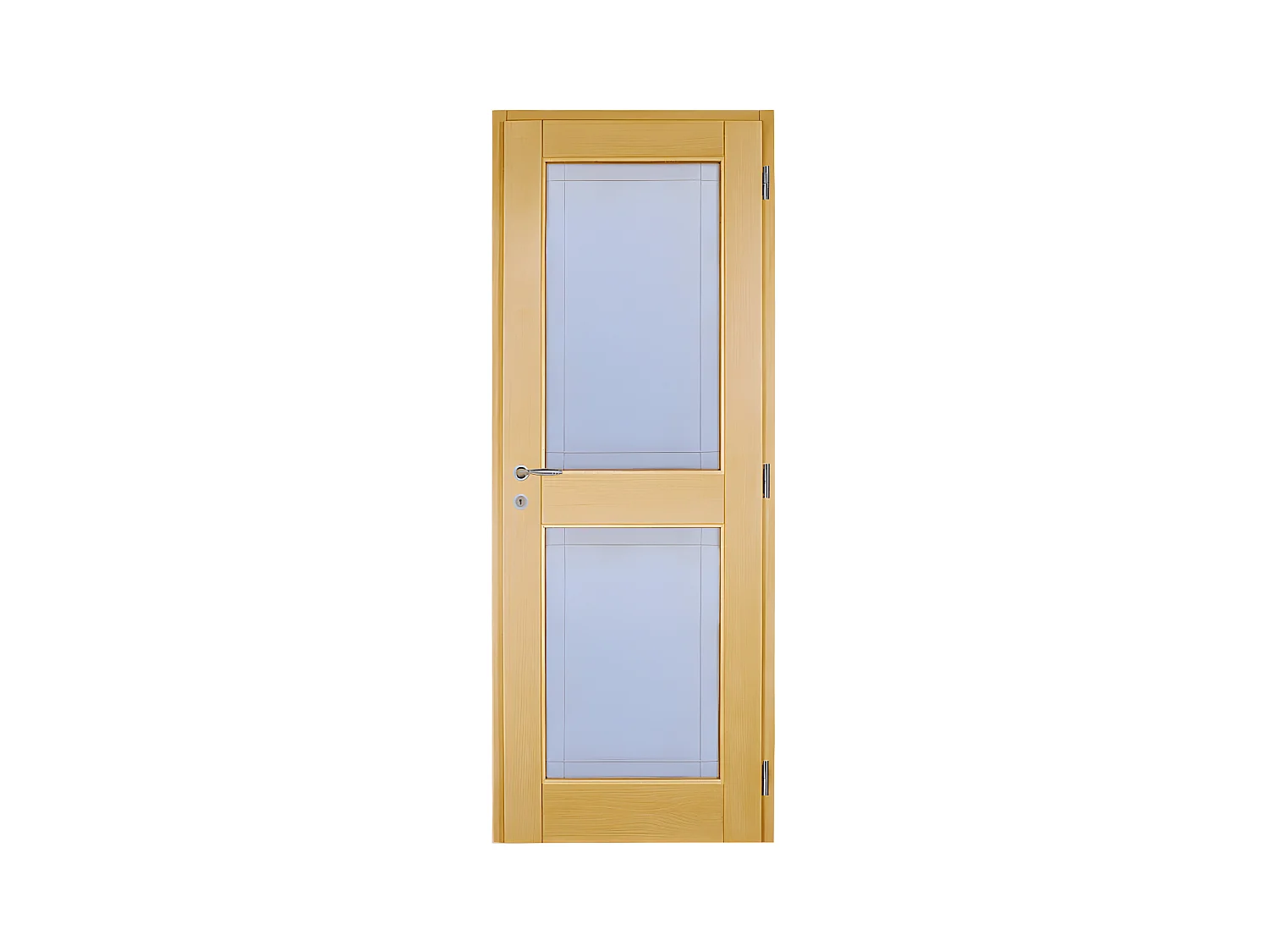 Porte nue, sans cadre, bois Erable, 83 cm, 2 carreaux, recouvrement