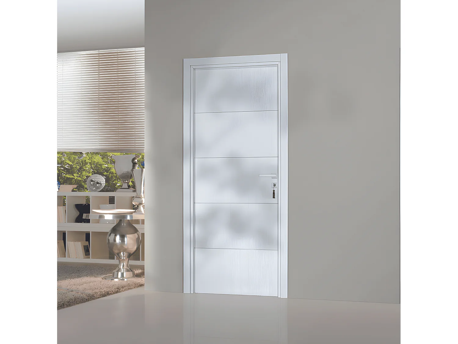 Bloc-porte pose fin de chantier collection Premium Seymour, H.204 x l.83 cm, aspect chêne blanc, réversible