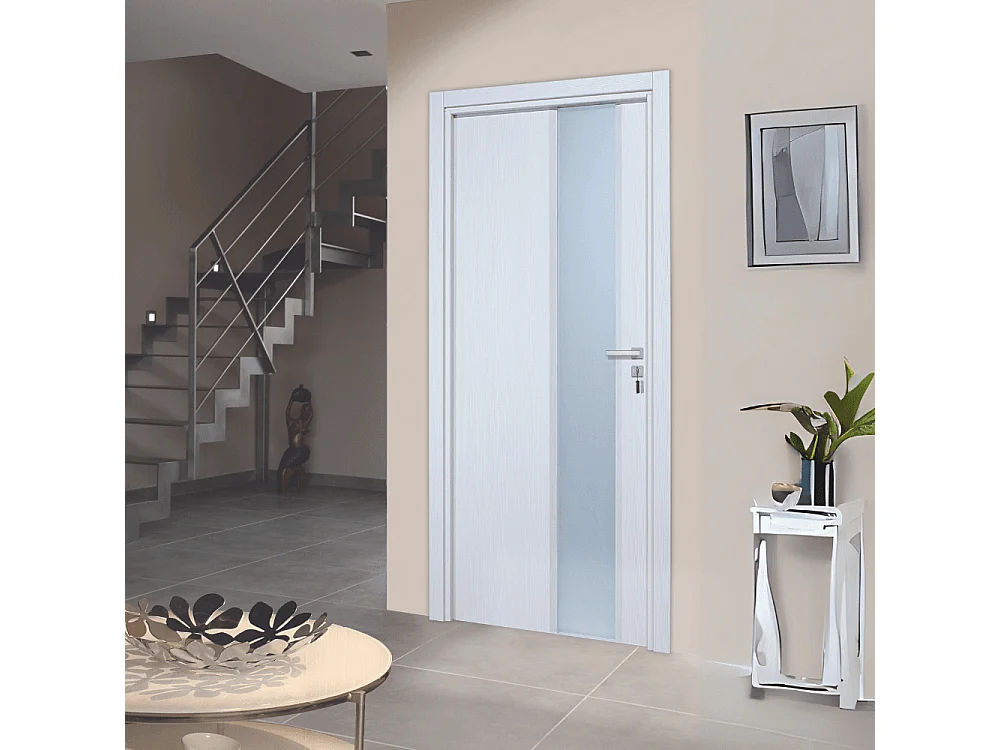 Bloc-porte pose fin de chantier collection PREMIUM Enzo, H.204 x l.73 cm, aspect chêne blanc, réversible - Reivilo