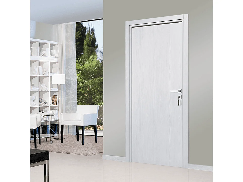 Bloc-porte pose fin de chantier collection Premium Miro, H.204 x l.63 cm, aspect chêne blanc, réversible