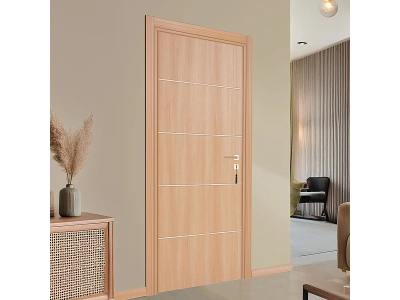 Bloc-porte pose fin de chantier collection Premium Seymour, H.204 x l.73 cm, aspect chêne clair, réversible