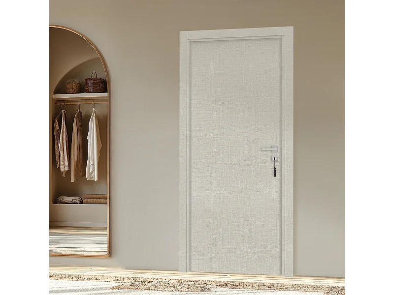 Bloc-porte pose fin de chantier collection Premium Miro, H.204 x l.73 cm, aspect textile opale, réversible