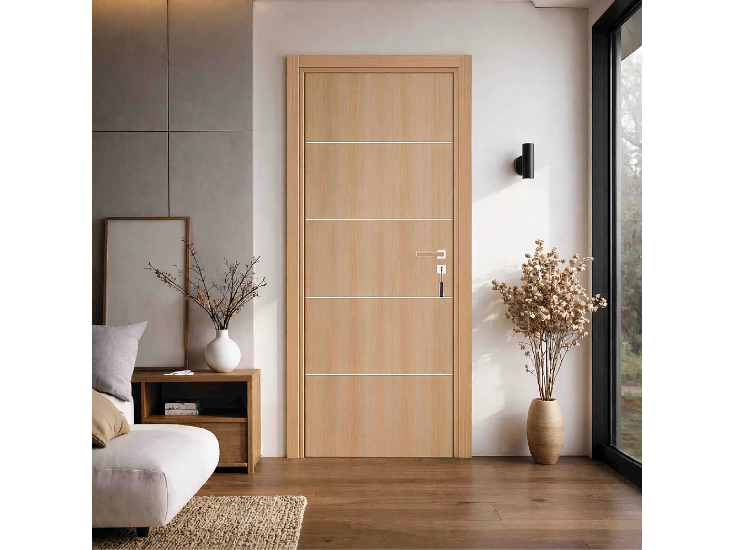 Bloc-porte pose fin de chantier collection PREMIUM Seymour, H.204 x l.93 cm, aspect chêne naturel, réversible - Reivilo