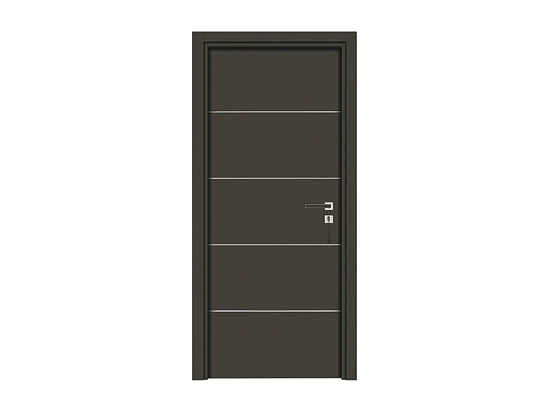 Bloc-porte pose fin de chantier collection Premium Seymour, H.204 x l.73 cm, aspect cuir basalte, réversible