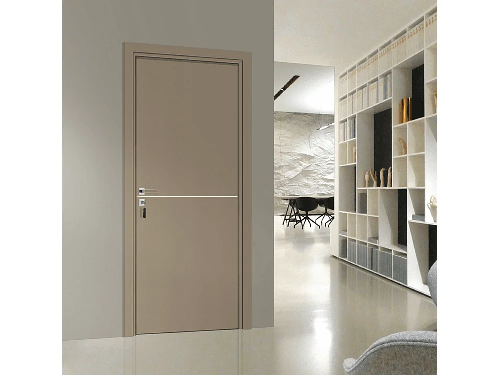 Bloc-porte pose fin de chantier collection Premium Riva, H.204 x l.73 cm, aspect cuir lichen, réversible