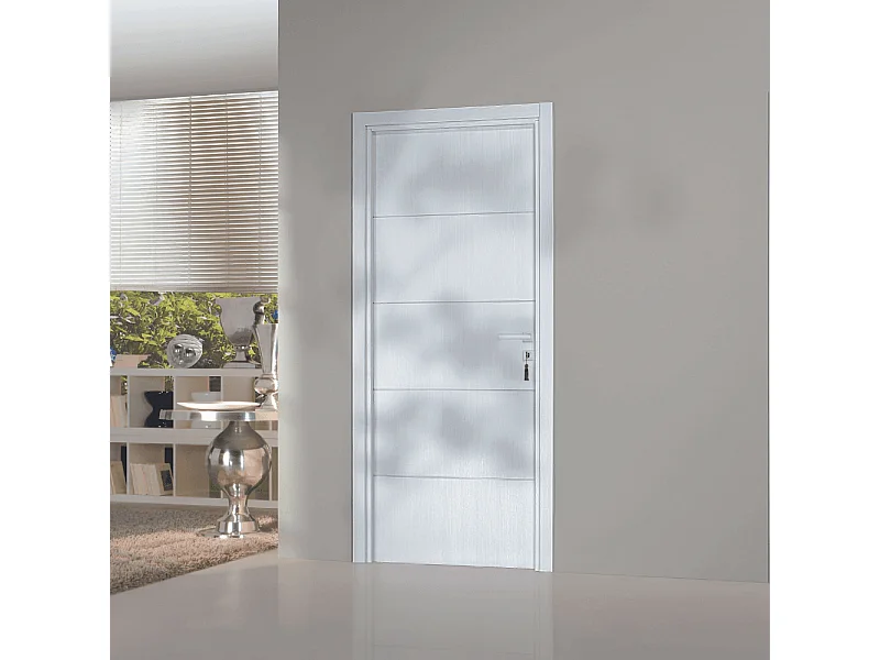 Bloc-porte pose fin de chantier collection Premium Seymour, H.204 x l.73 cm, aspect chêne blanc, réversible