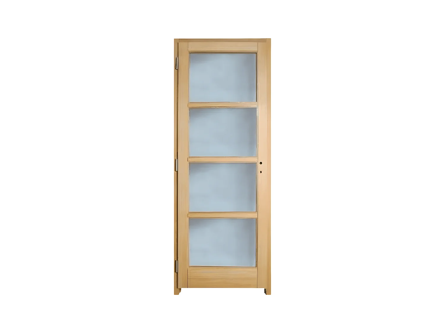 Porte nue, sans cadre, bois Chêne Contemporain : 4 carreaux, Traverse droite, 73 cm à recouvrement