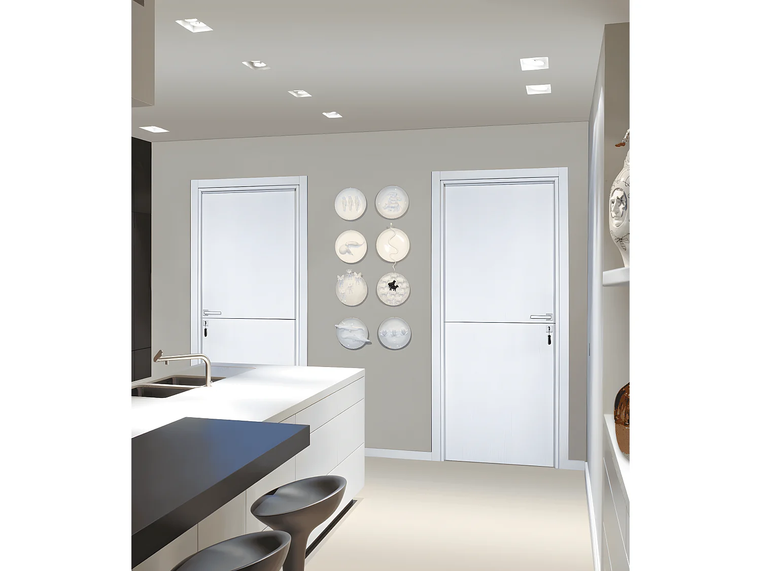 Bloc-porte pose fin de chantier collection Premium Riva, H.204 x l.83 cm, aspect chêne blanc, réversible