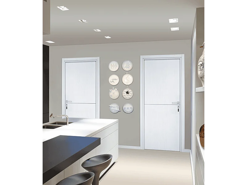 Bloc-porte pose fin de chantier collection Premium Riva, H.204 x l.83 cm, aspect chêne blanc, réversible