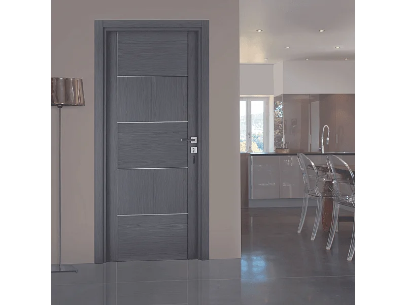 Bloc-porte pose fin de chantier collection Premium Casoar, H.204 x l.73 cm, aspect chêne cendré, réversible