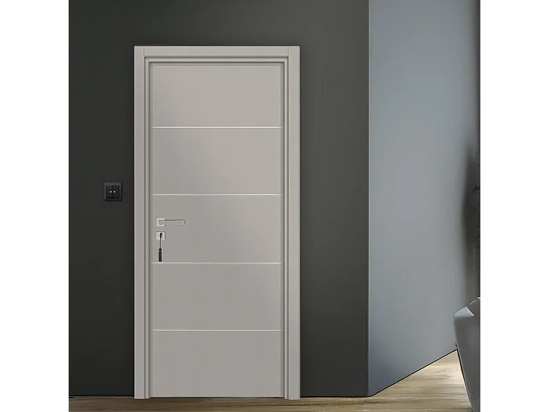 Bloc-porte pose fin de chantier collection Premium Seymour, H.204 x l.83 cm, aspect cuir argile, réversible